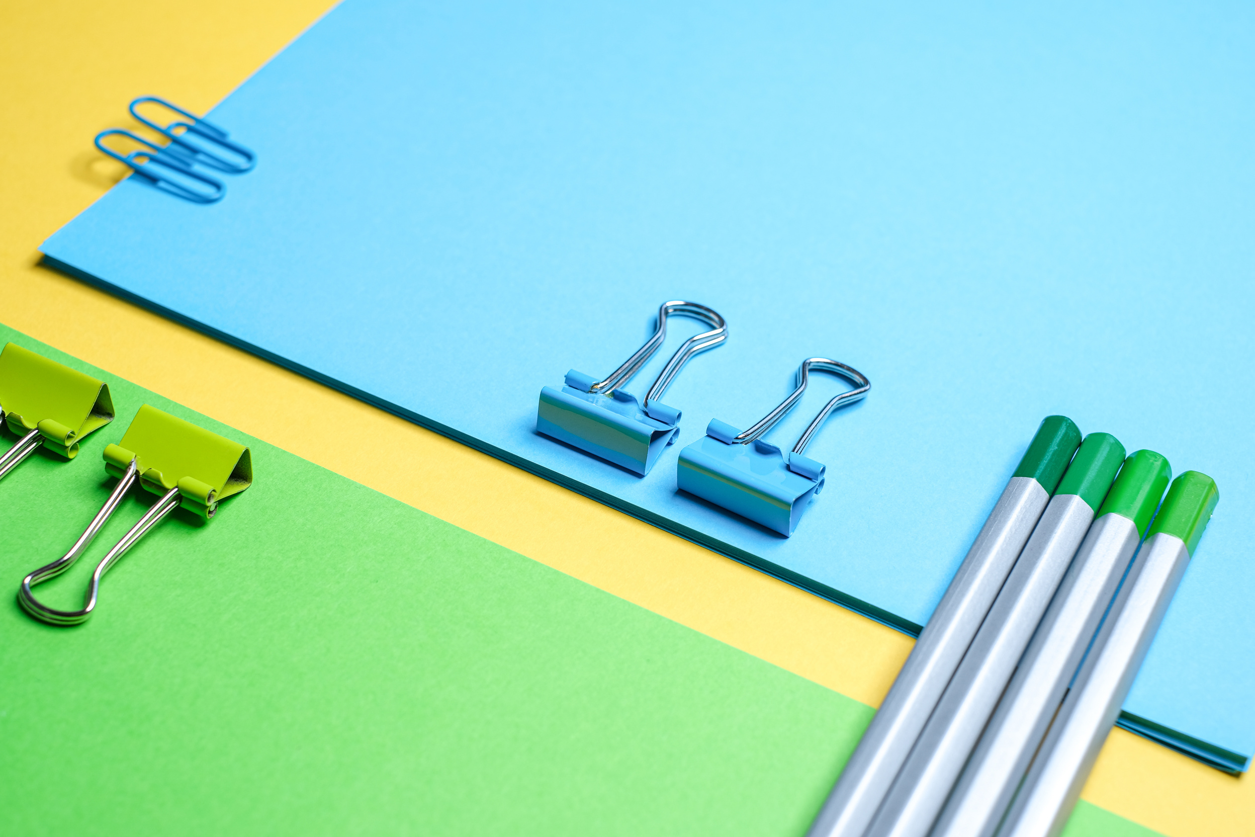 School Supplies on Yellow Background